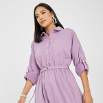 Cuffed Sleeves Shirt Maxi Dress